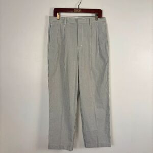 Cutter & Buck Mens 32x30 Seersucker Pants Pleated Front Cuffed Stripe Golf Chino